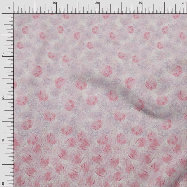 oneOone Cotton Cambric Peach Fabric Leaves & Flower Panel Craft Projects Decor Fabric Printed By The Yard 56 Inch Wide