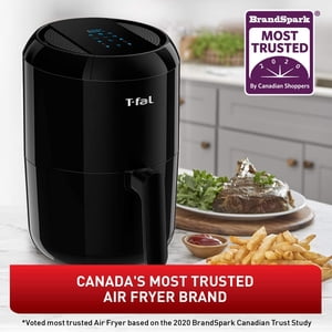 T-Fal EY301850 Easy Fry Compact Duo Precision 1.69Qt/1.6L Air Fryer, Fry, Grill, Roast, Bake, Black