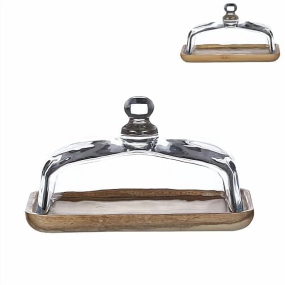 Porte-Bordures Rétractable en Bois d'Acacia avec Couvercle en Acier – Facile à Importer – Parfait pour le Bureau, le Formage Facile, les Dalles et les Fruits – Élégant Contenant pour la Cuisine