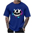 thumbnail image 1 of Zemub T-shirt Imprimé à Col Rond pour Homme, Mode Estivale Décontractée (Bleu, TG), 1 of 4
