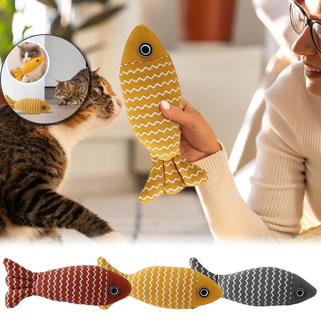Dvruxg Jouets pour Chat Poisson, Jouets Doux à l'Herbe à Chat Poisson, Jouets à l'Herbe à Chat Durables et Très Interactifs, Jouets Interactifs de Lancer d'Exercice pour Chaton pour Chats d'Intérieur