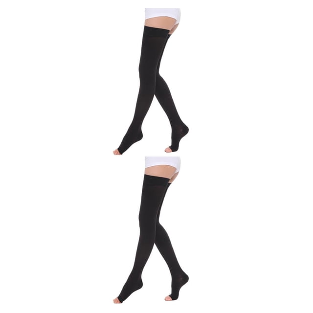Baohd Soft And Stretchy Compression Stockings Fashionable And Comfortable Open Toe-black S 2Set