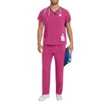 thumbnail image 1 of TIMIFIS Men and Women Scrub Set Stretch V-Neck Scrub Top and Drawstring Waist Joggers Pants Solid Color Comfort Fits Medicals Uniform with Pockets - Spring/Summer, 1 of 7