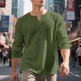 thumbnail image 2 of fatyb Casual Shirts for Men Long Sleeve Tshirts Button Pullover Solid Color Mens Lightweight Tee Tops, 2 of 7