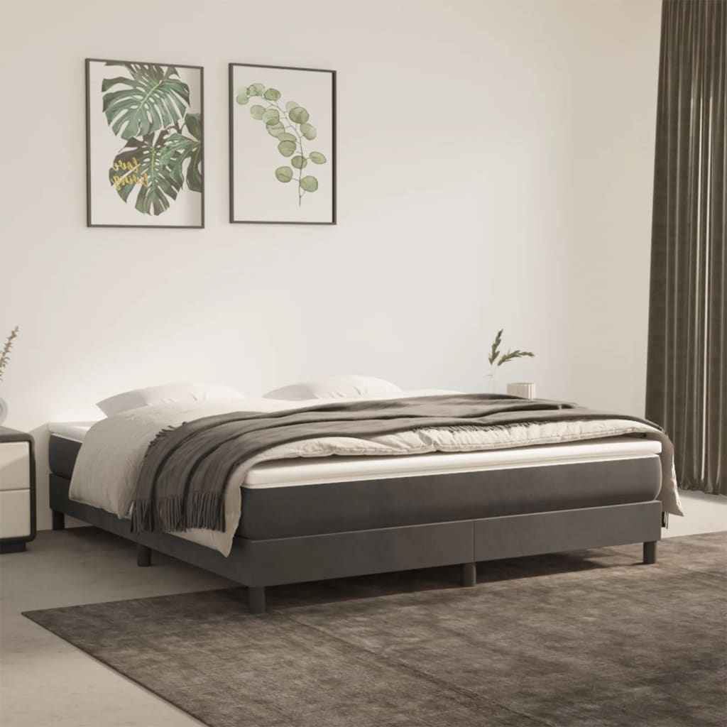 vidaXL Bed Frame Dark Grey 183x213cm California King Velvet