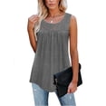thumbnail image 1 of EGNMCR Camisoles pour Femmes Mode Débardeur d'Été pour Femme à Col Rond Sans Manches Uni Décontracté Blouse, 1 of 7