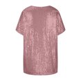 thumbnail image 4 of UPPADA T-Shirts à Col en V Grande Taille pour Femmes, Chemisier à Paillettes Scintillantes Imprimé pour Dames, Manches Courtes, Col Ras du Cou, Hauts Mignons, 4 of 6