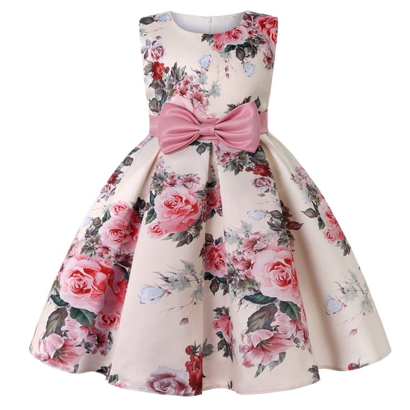 Ketyyh-chn99 Baby Girls Princess Tutu Dresses Girls Skirt Comfortable Skin Friendly Soft Dress Fashion Flower Print Girls Sleeveless Dress for 5-6 Years,Pink