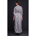 thumbnail image 4 of Bimba Robe Longue pour Femmes en Rayonne à Feuilles/rayures et Rayures de Fleurs Rouges, Style Bohème, Plage, Cocktail, Fête, Maxi, Fendue - XX-Grand Bleu Lavande, 4 of 6