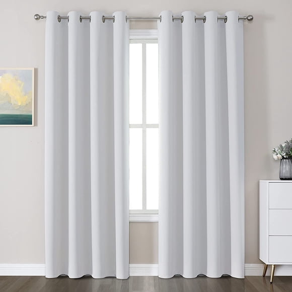 PinesC Blackout Curtains for Bedroom,Thermal Insulated Room Darkening Grommet Window Curtains & Drapes for Living Room, White, 2 Panels, 52 x 72 Inch