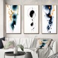 thumbnail image 1 of Designart "Heartbeat Rhapsody Turquoise and Gold Ink Cloud II" Abstract Painting Framed Wall Art Set Of 3 - Turquoise Modern Frame Canvas Set For Living Room Decor, 1 of 6