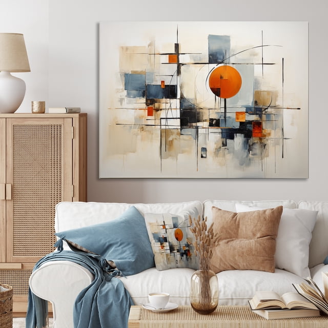Designart Multi-Color Mid-Century Modern Canvas wall art, Midcentury wall art, Colorful Mid Century Abstract gracefulness I , Abstract Midcentury Wall art decor, 40x30 inches