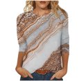 thumbnail image 2 of UPPADA Blouses pour Femmes Grande Taille à Manches 3/4, T-Shirts à Imprimé Floral Teintable, Chemises Décontractées Tendance à Col Rond, Chandails Confortables à Enfiler, Hauts Blouses Mignons d'Été pour Femmes, Hauts à Manches 3/4 en Liquidation, 2 of 5