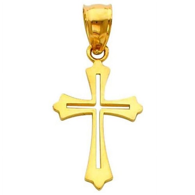 Precious Stars Jewelry 14k Yellow Gold Fancy Cross Religious Pendant