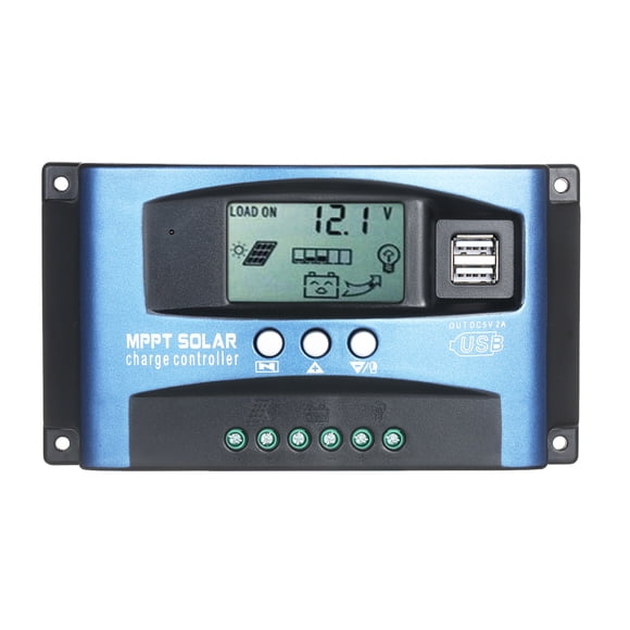 Yeacher MPPT Solar Charge Controller Dual USB Solar Controller Smart LCD Screen MPPT Tracking 5V/2A Dual USB Output 12V/24V Automatic Identification