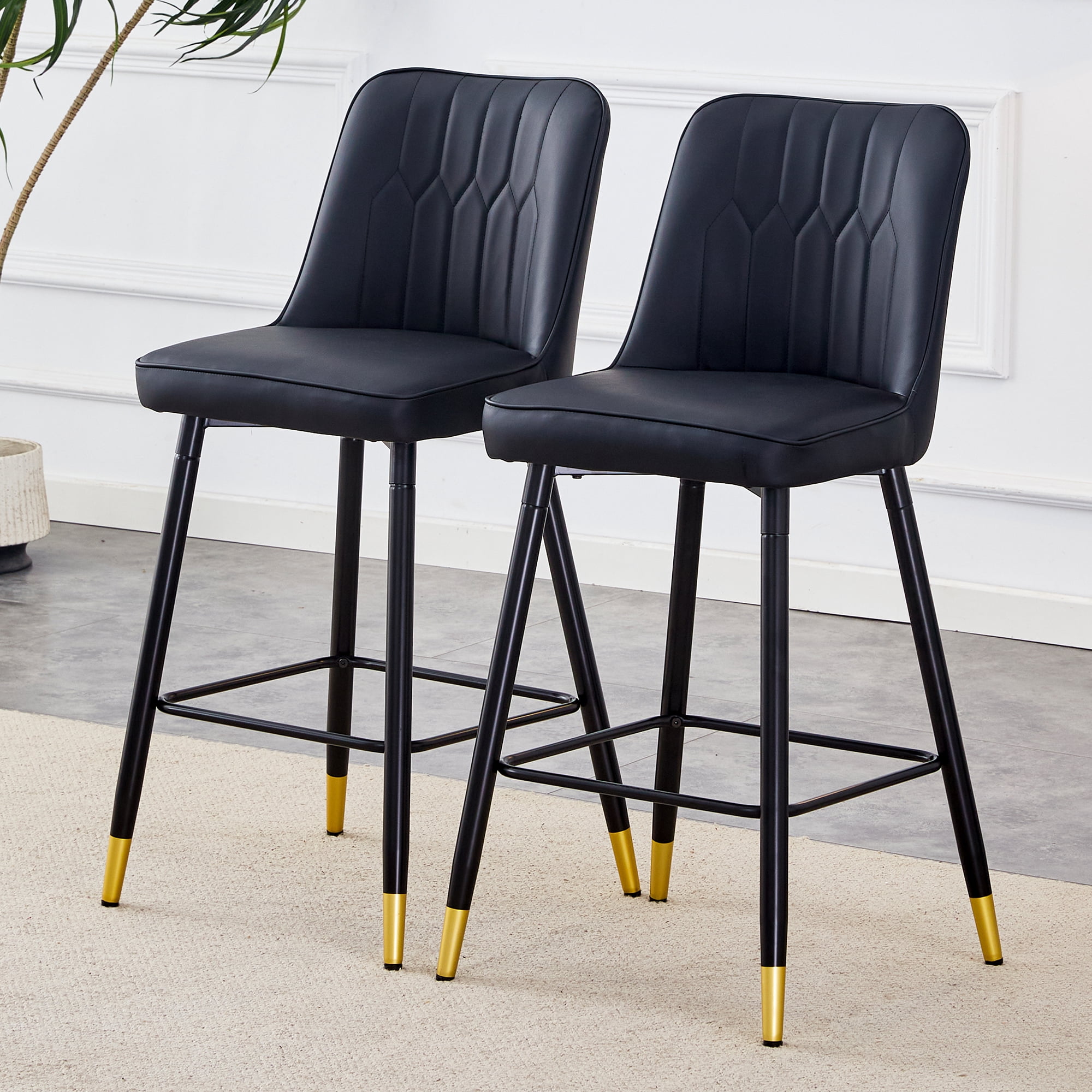 Ensemble de 2 chaises de bar Noble House, hauteur 100 cm, cuir PU noir