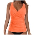 thumbnail image 1 of NIEWTR V-Neck Tankini Tops For Women Backless Adjusting Strap Bathing Suits Tummy Control Push Up Swimsuit Top(Orange,S), 1 of 9