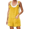 thumbnail image 1 of TopLLC Women's Summer Casual Rompers Sleeveless Loose Spaghetti Strap Short Jumpsuits Overalls Solid Button Bodysuit Playsuit With Pockets, 1 of 6