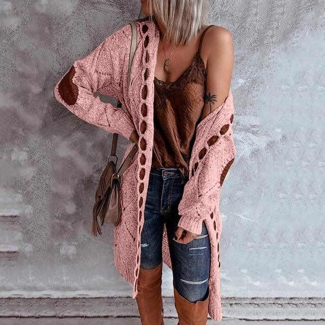 Mode Femmes Cardigan Long à Manches Longues Décontracté Manteau Chandail Vêtements d'Extérieur