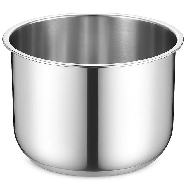 Stainless Steel Inner Pot 6 Quart Compatible with Instant Pot, 3-Ply Bottom Replacement Pot for 6 Qt Models, Food Grade 304 (18/8), Dishwasher Safe Replacement Parts, No