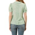 thumbnail image 3 of INSPIRE CHIC Blouse à Fleurs pour Femme à Manches Bouffantes, Col Rabattu, Boutonnée, 3 of 6