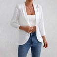 thumbnail image 4 of Frostluinai Womens Cardigans 3/4 Sleeve Hollow Out Eyelet Cardigans Open Front Solid Lightweight Cardigans Casual Draped Ruffle Cardigans, 4 of 9
