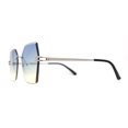 thumbnail image 4 of Womens Geometric Butterfly Rimless Oceanic Lens Chic Sunglasses Silver Blue Yellow, 4 of 4