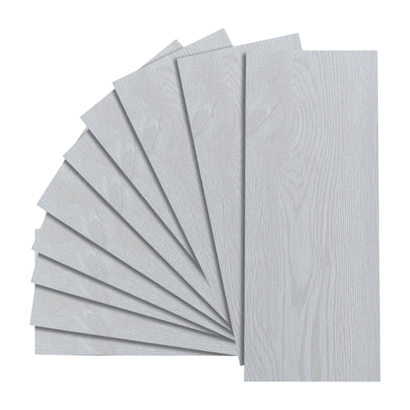 10 Pcs Peel and Stick Floor Tile Vinyl Flooring Roll Cover 17.71x5.9-inch Waterproof Scratch-Resistant DIY Self-Adhesive PVC Wood Flooring for Kitchen, Living Room, Renter,Light Ashy