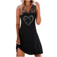 thumbnail image 2 of Pisexur Robe Sans Manches à Col en V Mode Femmes Été Imprimé Décontracté Col en V Sans Manches Vacances Robe en Dentelle Femmes Robe, 2 of 5