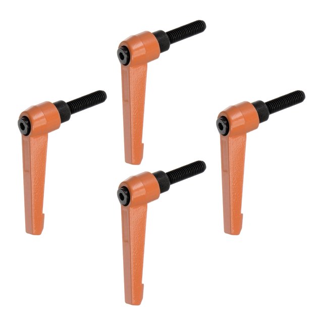 Unique Bargains 4 Pack M8 x 25mm Male Threaded Stud Adjustable Clamping Lever Handle Bolt Knob Orange