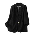 thumbnail image 2 of EQWLJWE Vestes Blazer pour Femmes Liquidation Femmes Dames Uni Col Rabattu Veste Manches Longues Manteau Vêtement d'Extérieur, 2 of 5