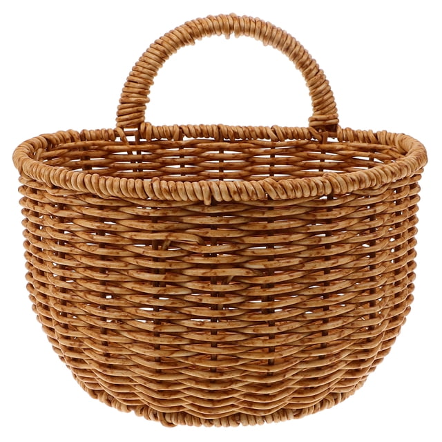 Miangastore Plastic Woven Container Desk Sundries Organizer Plastic Bread Basket Desktop Food Basket