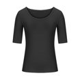thumbnail image 3 of AherBiu Hauts Basiques Superposés pour Femmes Chemises Manches 1/2 Encolure Dégagée Ajusté Confortable sous-Vêtement Tunique T-Shirts, 3 of 6