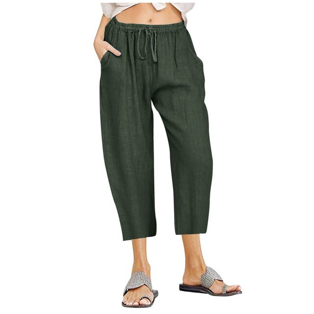 Women High Waisted Wide Leg Pants Drawstring Elastic Trousers Comfy Straight Leg Long Pants With Pockets