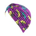 thumbnail image 1 of Turban pour Dames Polyester Réutilisable Lavable Pliable Turban pour Femme Conçu Capuchon Décoratif Intérieur Extérieur Marche Travail Bonnet Bonnet Floral Violet, 1 of 7