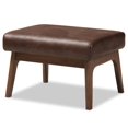 thumbnail image 1 of Baxton Studio Bianca Faux Leather Ottoman in Brown and Walnut Brown, 1 of 6
