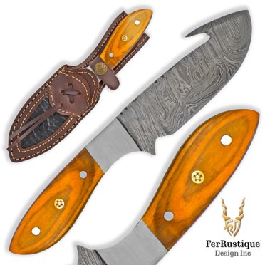 FRD : Couteau de Chasse à Mousqueton Damas Compact - Orange