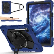 Case for Samsung Galaxy Tab S10 Lite S10 FE S9 FE 10.9 inch / S9 11 Inch with Rotating Stand Pencil Holder Hand/Shoulder Strap, Heavy Duty Shockproof Protective Cover