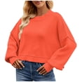 thumbnail image 1 of Timegard Womens Sweaters Cropped Crewneck Long Sleeve Drop Shoulder Pullover Fall Loose Knitted Tops, 1 of 9