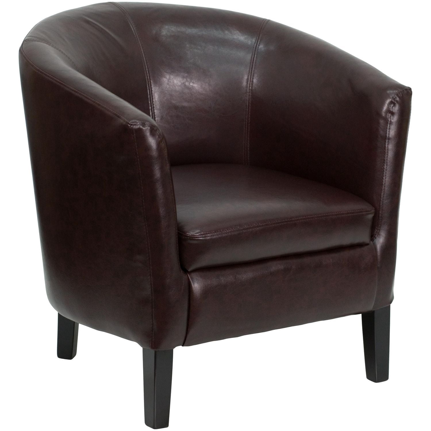 Fauteuil d'invité en forme de tonneau en cuir brun
