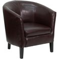 thumbnail image 1 of Brown Leather Barrel Shaped Guest Chair, 1 of 5