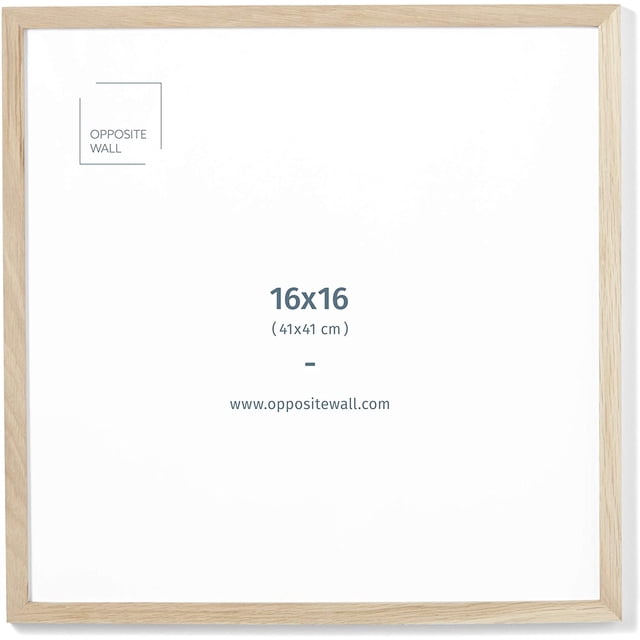 White solid oak wood picture frame poster frame measuring 19 ¾ x 27 ½ inches (50x70 cm) with sleek edges and visible wood grains. Designed for wall mounting, it includes a durable 1.5 mm thick plexi sheet protected by a scratch-resistant film. Suitable for horizontal or vertical hanging, often used for displaying posters or artwork in modern home décor.