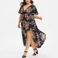 thumbnail image 1 of TIMIFIS Womens Dresses Summer Casual V-Neck Floral Print Ruched Waist A Line Cocktail Party Dress - Summer, 1 of 5