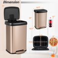 thumbnail image 3 of Costway 13.2 Gallon Step Trash Can Stainless Steel Airtight Garbage Bin for Home Kitchen Golden, 3 of 10