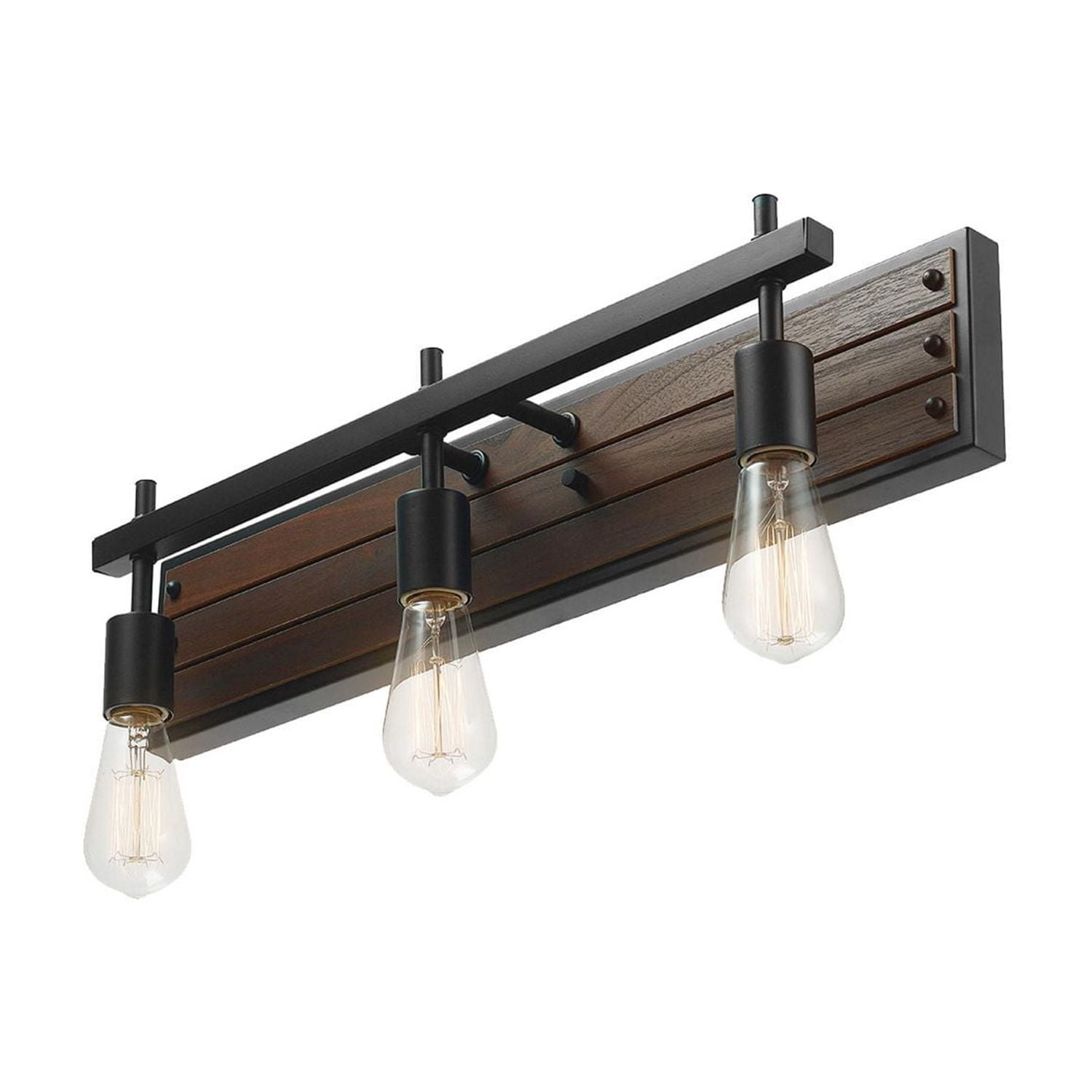 Applique murale à 3 ampoules Mackay, fini similibois, accents noir mat