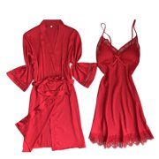 GDREDA Women's Nightwear Set Women's Pajamas Silk Home Clothing Two Piece Set Fashionable And Comfortable Lace Lace Pajama Set Women Pajama Sets pyjamas RD1,XXL