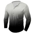 thumbnail image 1 of Men's Printing Button Casual Long Sleeve Round-Neck Blouses Shirts RXIRUCGD Gris, Taille: 2TG, 1 of 4