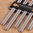 thumbnail image 2 of Birdeem Chopsticks 5 Pairs of Metal Reusable Korea-Chinese Square Non-Slip Stainless Steel Chopsticks, 2 of 12
