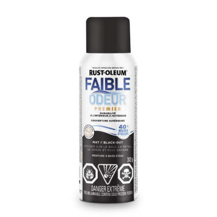 Peinture en spray intérieure/extérieure à faible odeur Rust-Oleum en noir mat, 312 g