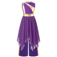 thumbnail image 2 of Moggemol Robe de Culte Liturgique pour Fille Enfant, Robe de Chorale d'Église avec Pantalon à Jambe Grand, Robe de Danse de Louange Violette 6, 2 of 7